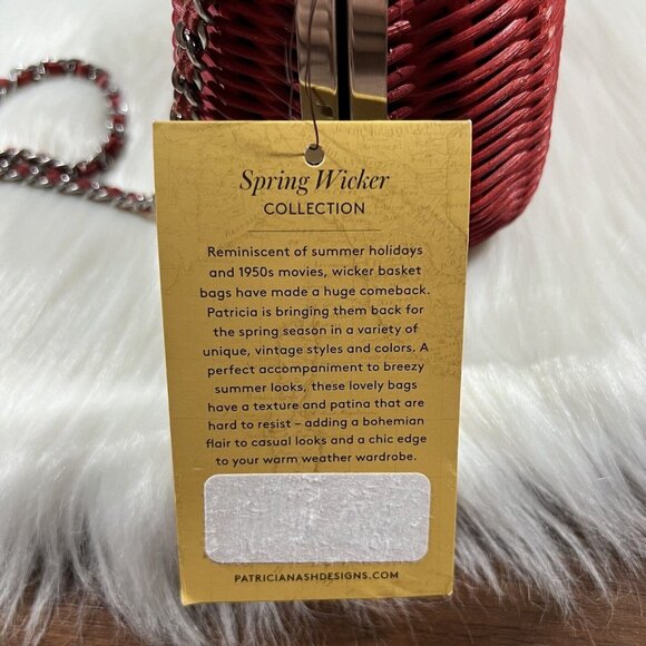 Patricia Nash One Size Red Papaya Wicker Melfi Oval Clam Bag Purse Crossbody - Picture 16 of 16